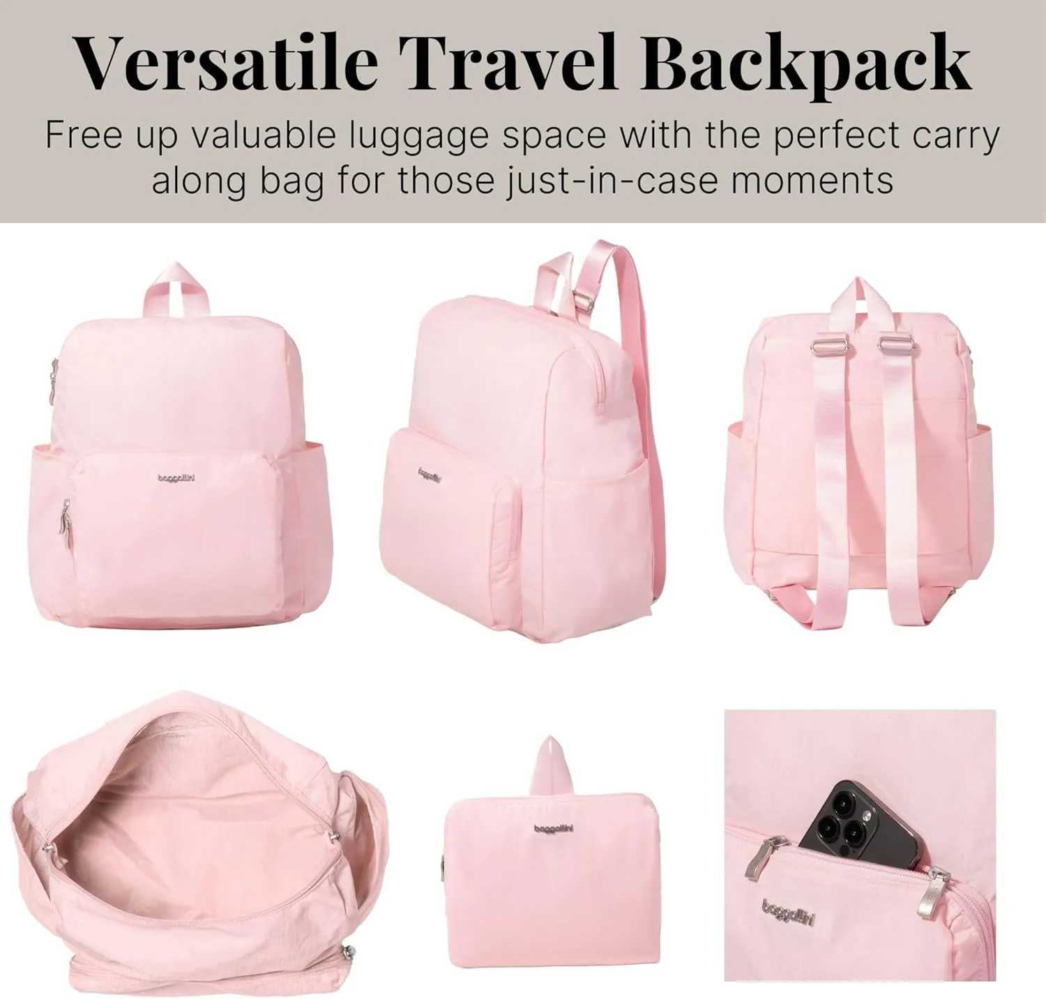Carryall Packable Lightweight Travel Backpack 14x11" Folding Compact Nylon Washable Weekender Daypack w/Luggage Sleeve