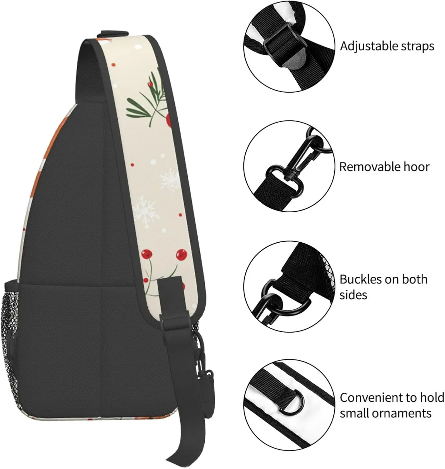 Cartoon Fox Cherry Sling Bag Crossbody Bag for Men Women, Daypack Chest Backpack Shoulder Bag for Travle Hiking