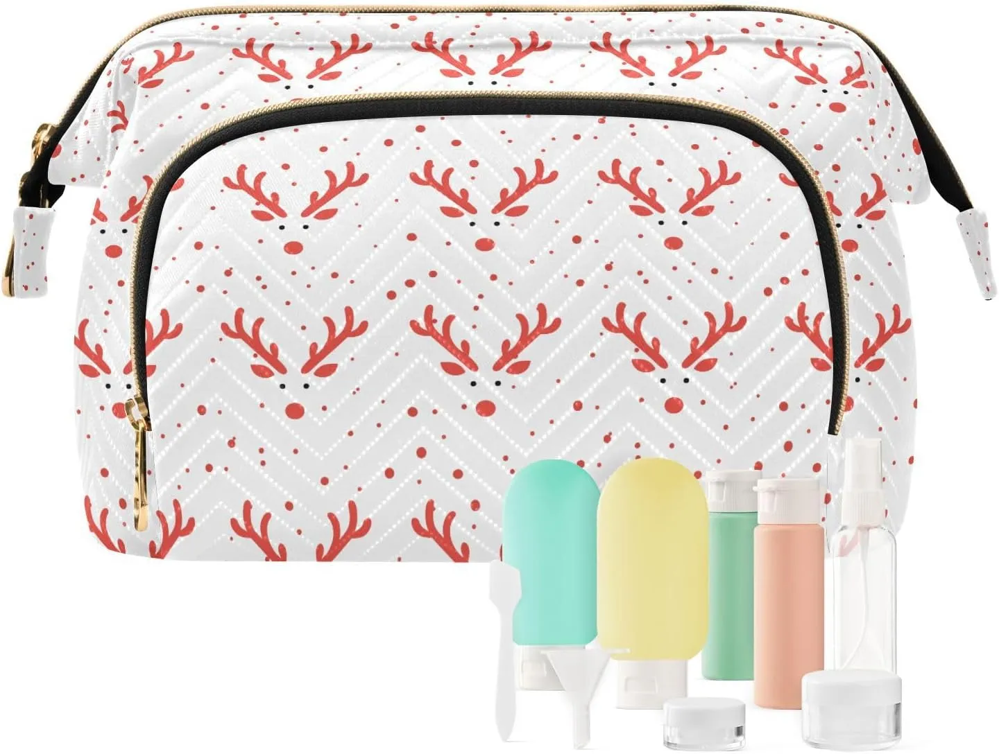 Cartoon Reindeer Christmas Travel Bag Waterproof Large Cosmetic Bags Women's Coin Change Purse for Personal Items Organizer