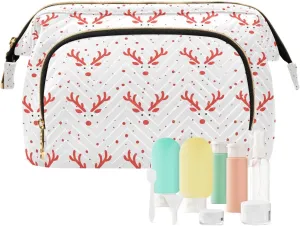 Cartoon Reindeer Christmas Travel Bag Waterproof Large Cosmetic Bags Women's Coin Change Purse for Personal Items Organizer