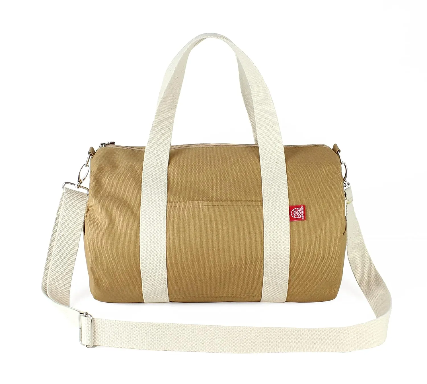 Casual Duffel Bag Sport Use Bag Cotton Handle - Long Strap Washable Gym Yoga Zipper Closure Unisex Circle Bag Fully Lined Casual Daily Use (Canvas)
