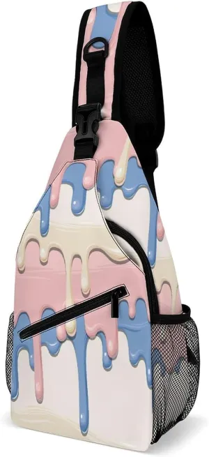 Casual Sling Backpack Drip-glazing-pattern Chest Bags Crossbody Sling Bag Travel Hiking Daypack Shoulder Bag for Women Men