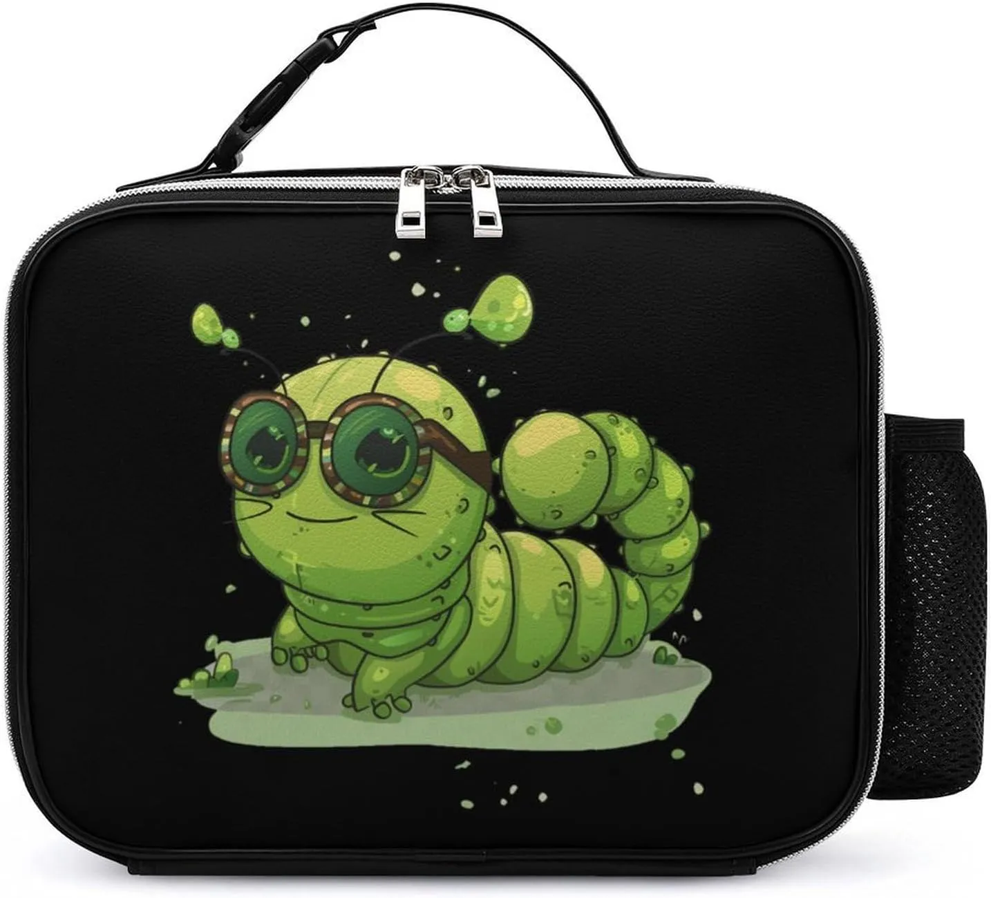 Caterpillar Glasses Insect Bug Insulated Lunch Box Reusable Lunch Bag Lunch Tote Bag for Travel Work Picnic