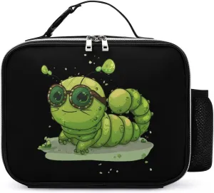 Caterpillar Glasses Insect Bug Insulated Lunch Box Reusable Lunch Bag Lunch Tote Bag for Travel Work Picnic