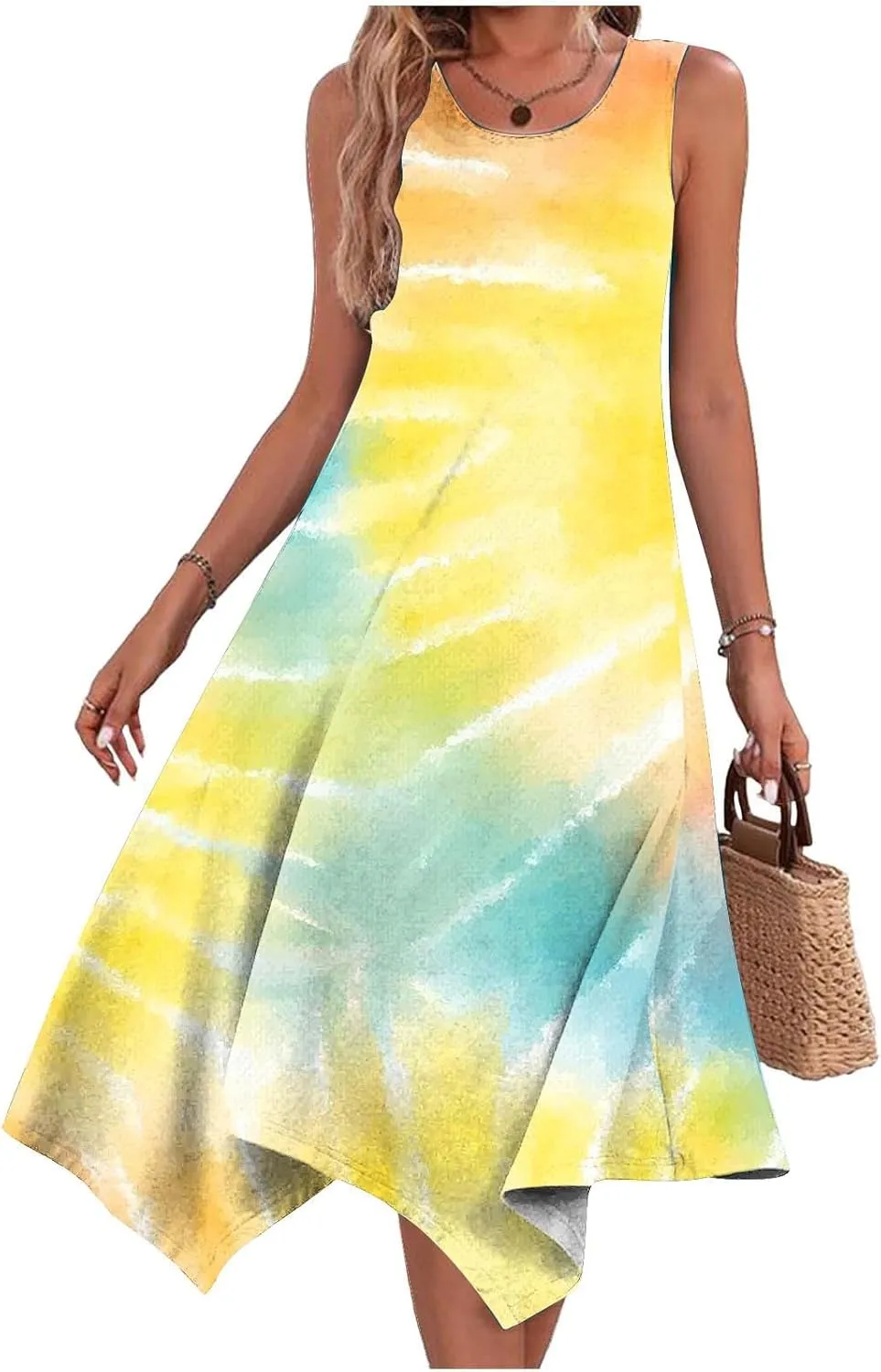 Ceboyel Women Boho Floral Summer Dresses Casual Tank Dress Sleeveless Sundreses Trendy Beach Vacation Clothing 2024