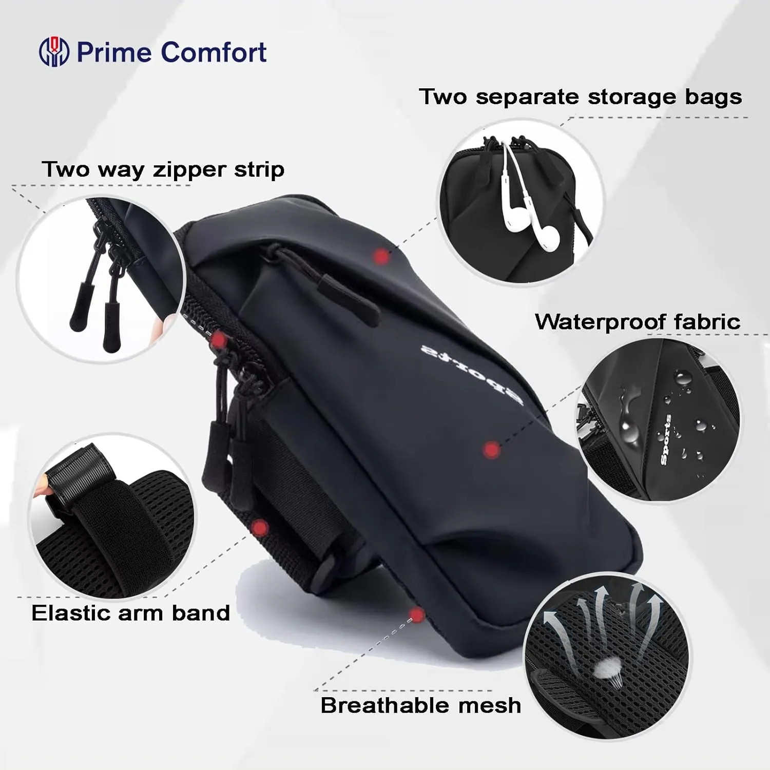 Cell Phone Holder, Small Crossbody Shoulder Holsters Bag with Arm Band, Fits iPhone and Android, Use for Running, Walking, Hiking & Biking (6.7 Inches, Red)
