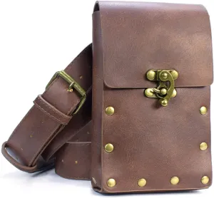 Cellphone Holder Retro Belt Pouch Waist Bag Fanny Pack Steampunk Medieval Renaissance Purse Halloween Costume Accessory (Brown)