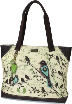 CHALA Canvas Tote Bag - Women Shoulder Purse with Detachable Charm/Keychain