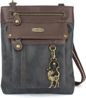 CHALA GEMINI Crossbody Canvas Gift Messenger Bag Black - Slim Cat