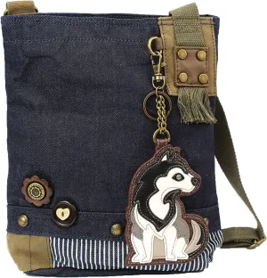 Chala Patch Cross-Body Women Handbag, Blue Denim Canvas Messenger Bag