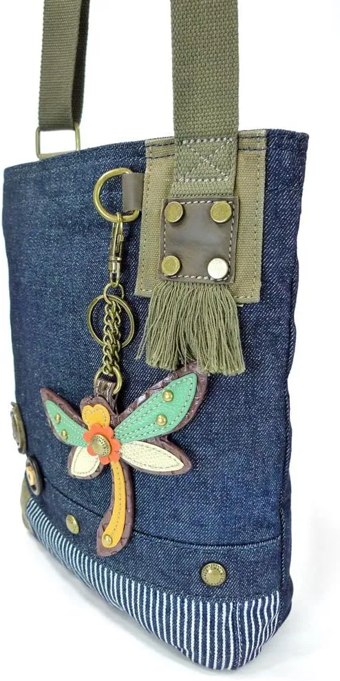 Chala Patch Cross-Body Women Handbag, Blue Denim Canvas Messenger Bag