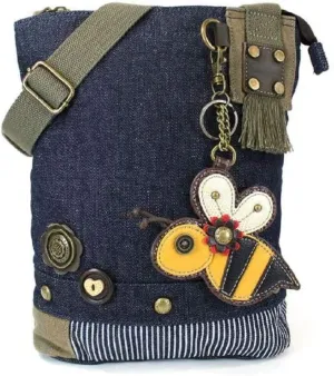 Chala Patch Cross-Body Women Handbag, Blue Denim Canvas Messenger Bag