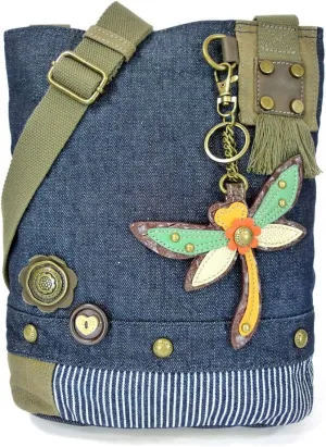 Chala Patch Cross-Body Women Handbag, Blue Denim Canvas Messenger Bag