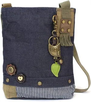 CHALA Patch Cross-Body Women Handbag, Canvas Messenger Bag Denim