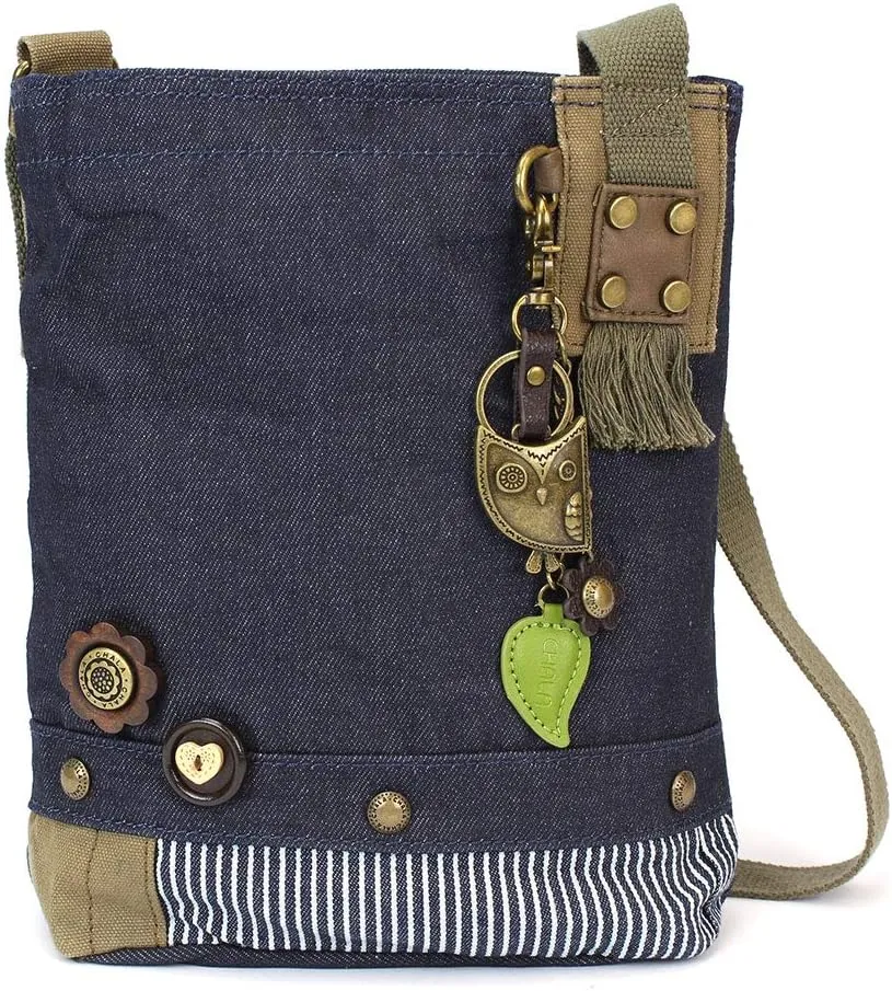 CHALA Patch Cross-Body Women Handbag, Canvas Messenger Bag Denim