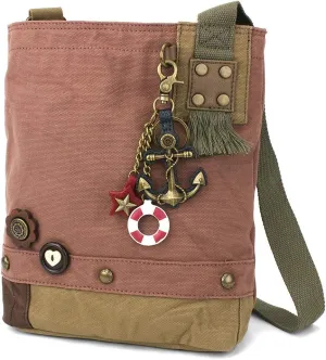 Chala Patch Cross-Body Women Handbag, Canvas Messenger Bag - Mauve