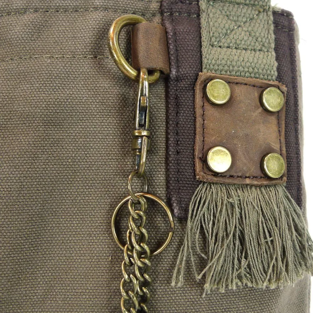 CHALA Patch Cross-Body Women Handbag, Canvas Messenger Bag Olive