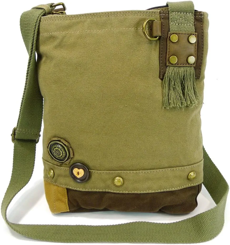 CHALA Patch Cross-Body Women Handbag, Canvas Messenger Bag Olive