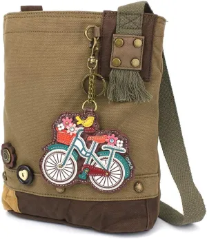 Chala Patch Cross-Body Women Handbag, Canvas Messenger Bag - Olive
