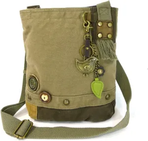 CHALA Patch Cross-Body Women Handbag, Canvas Messenger Bag Olive