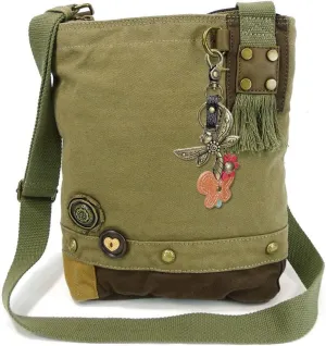 CHALA Patch Cross-Body Women Handbag, Canvas Messenger Bag Olive