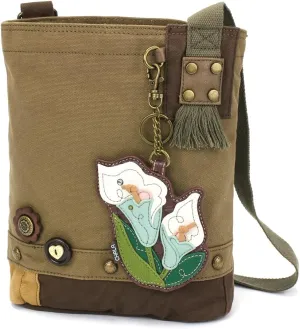 Chala Patch Cross-Body Women Handbag, Canvas Messenger Bag - Olive