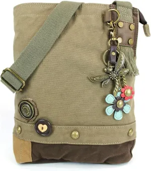CHALA Patch Cross-Body Women Handbag, Canvas Messenger Bag Olive