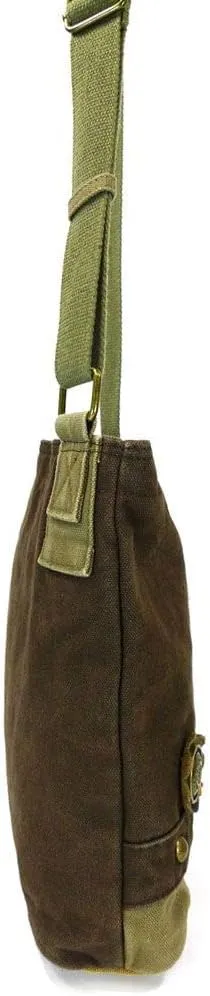 Chala Patch Cross-Body Women Handbag, Canvas Messenger Bag - Olive