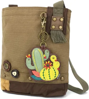 Chala Patch Cross-Body Women Handbag, Canvas Messenger Bag - Olive