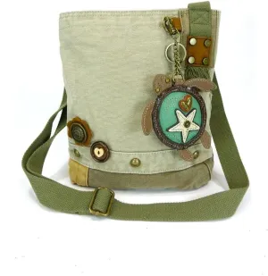 CHALA Patchwork Crossbody Canvas Messenger Bag with (Sea Turtle) keyfob