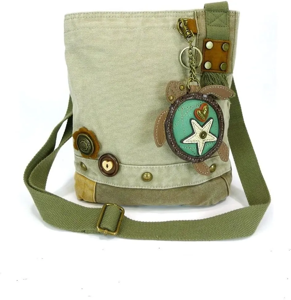 CHALA Patchwork Crossbody Canvas Messenger Bag with (Sea Turtle) keyfob