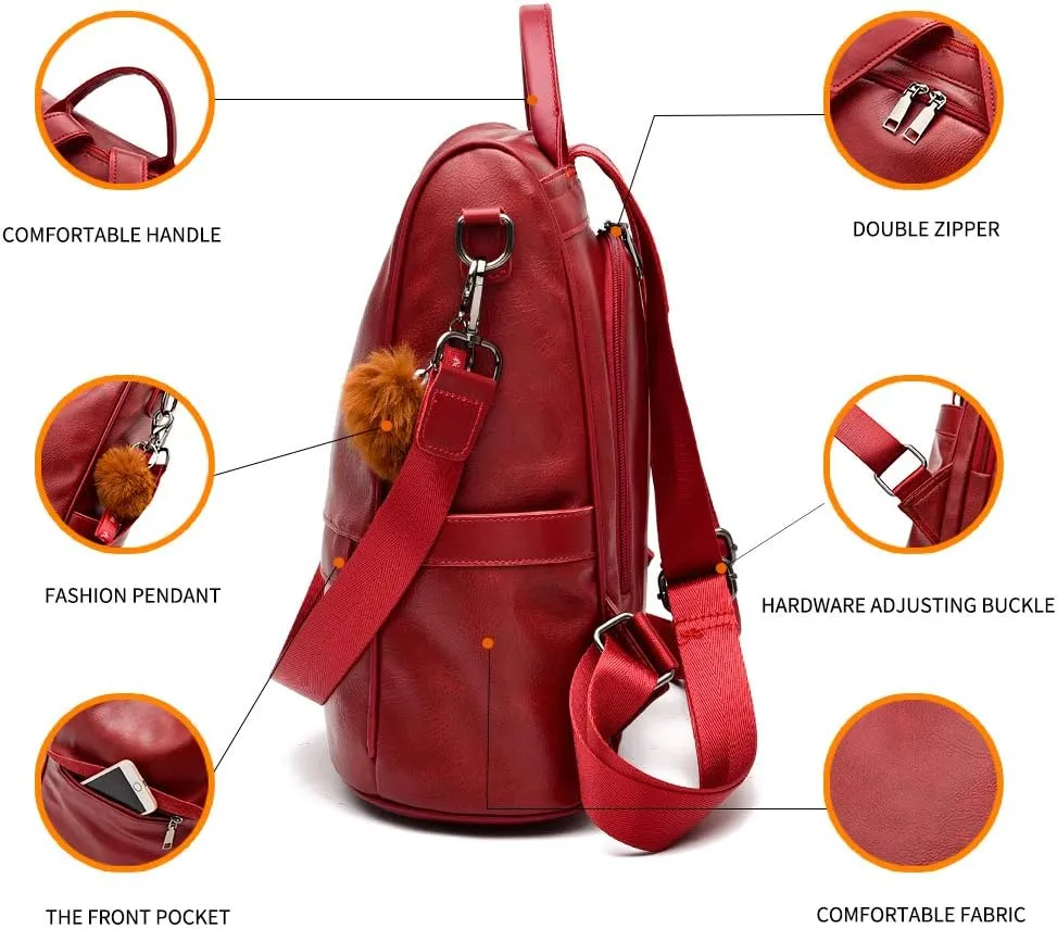 CHERUTY Women Backpack Purse PU Leather Anti-theft Casual Shoulder Bag Fashion Ladies Satchel Bags