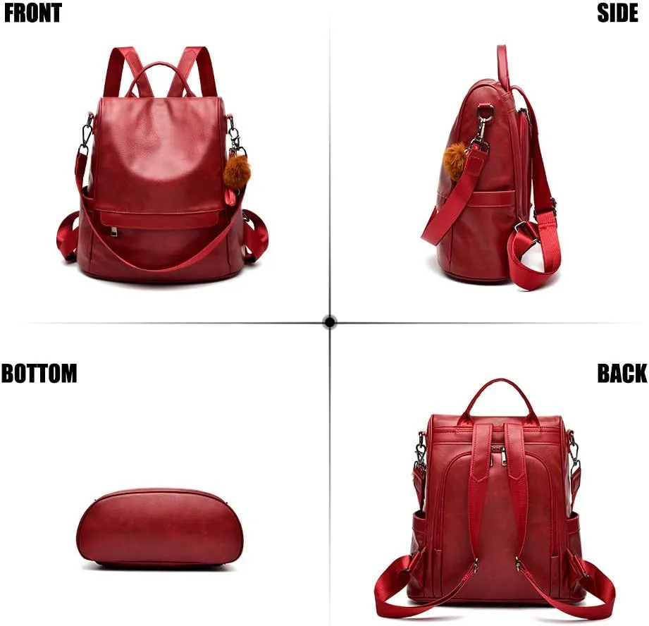 CHERUTY Women Backpack Purse PU Leather Anti-theft Casual Shoulder Bag Fashion Ladies Satchel Bags