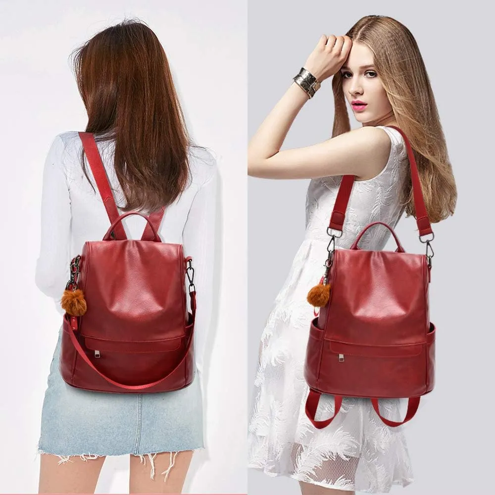 CHERUTY Women Backpack Purse PU Leather Anti-theft Casual Shoulder Bag Fashion Ladies Satchel Bags