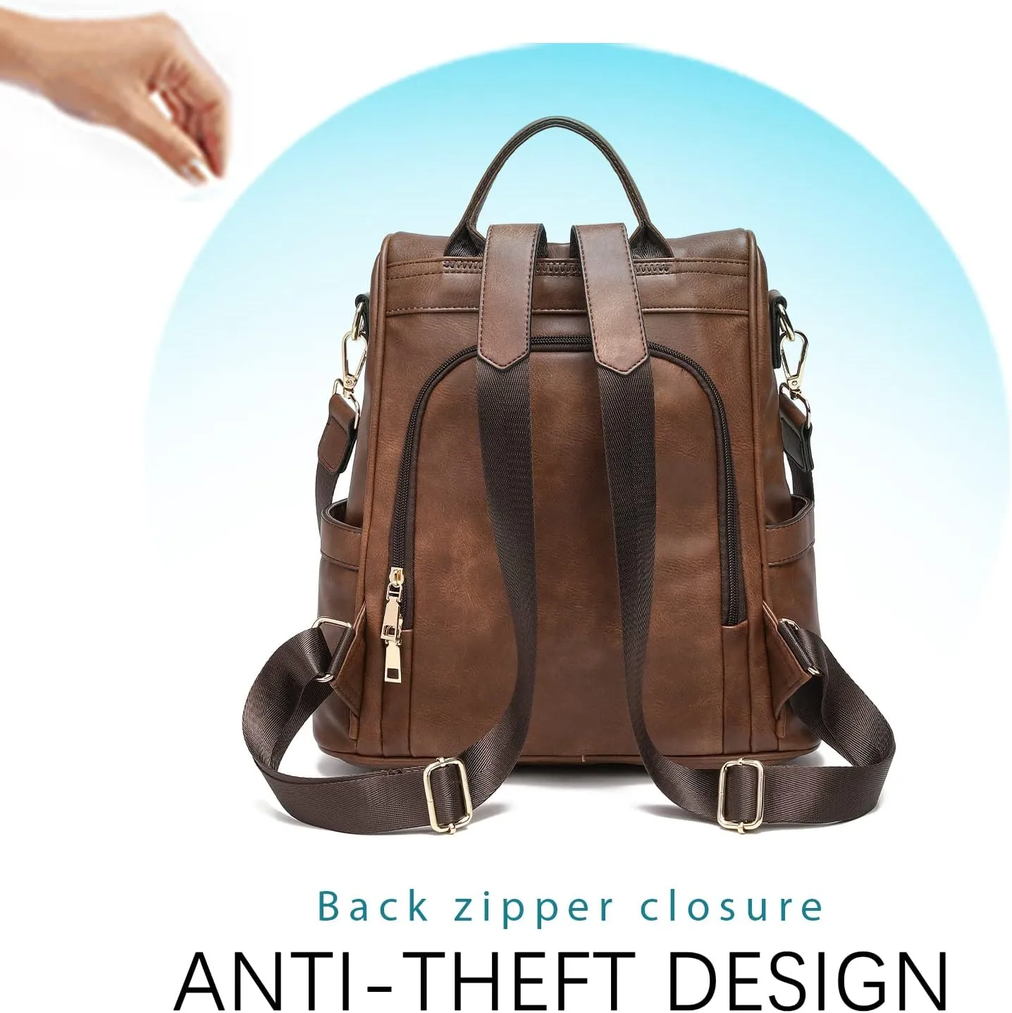CHERUTY Women Backpack Purse PU Leather Anti-theft Casual Shoulder Bag Fashion Ladies Satchel Bags