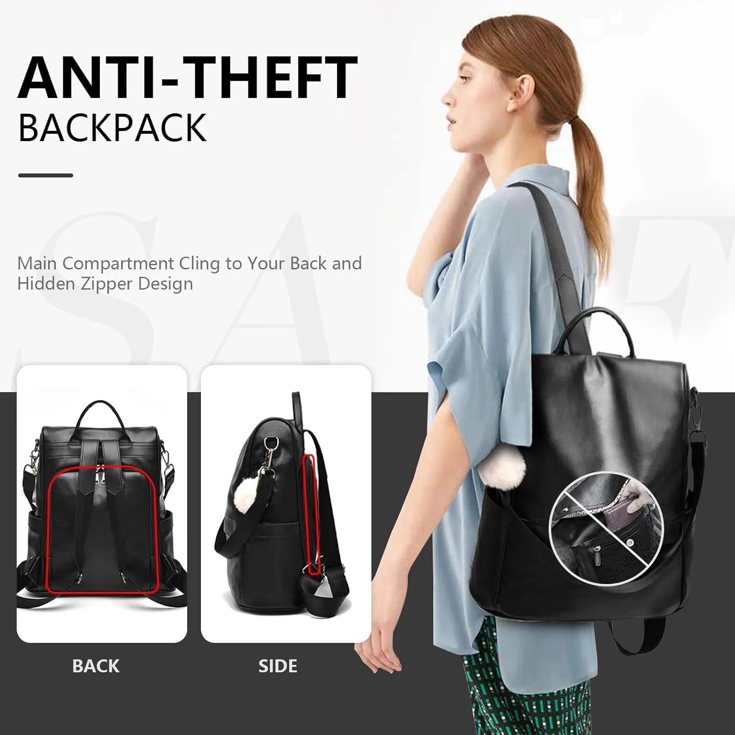 CHERUTY Women Backpack Purse PU Leather Anti-theft Casual Shoulder Bag Fashion Ladies Satchel Bags