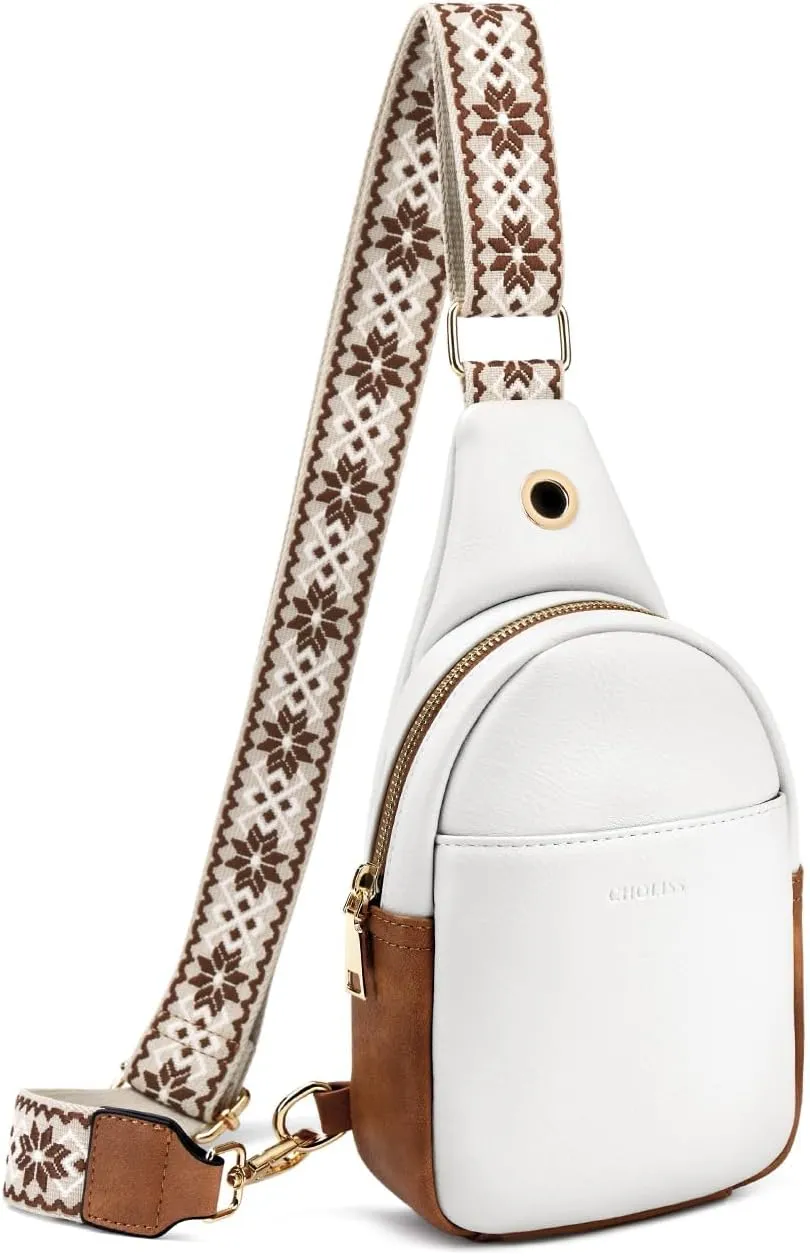 CHOLISS Small Sling Bag for Women Leather Crossbody Fanny Packs Chest Bag for Women
