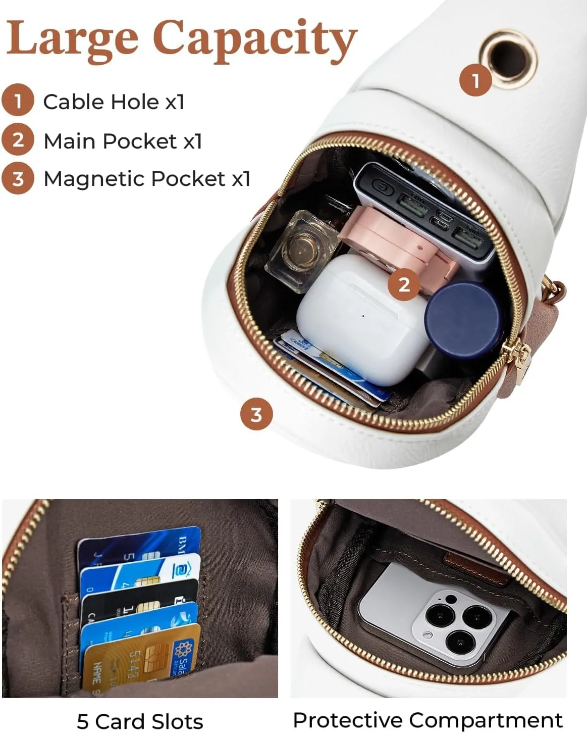 CHOLISS Small Sling Bag for Women Leather Crossbody Fanny Packs Chest Bag for Women