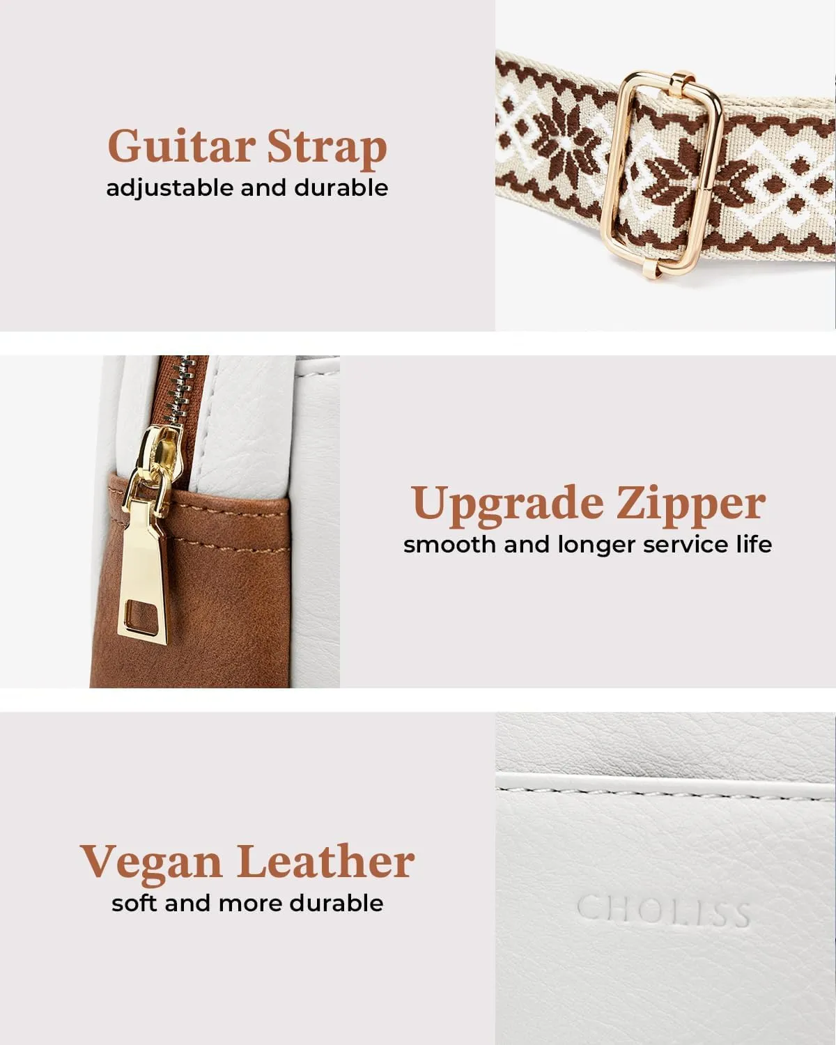 CHOLISS Small Sling Bag for Women Leather Crossbody Fanny Packs Chest Bag for Women