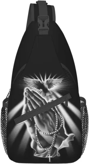 Christian Jesus Cross Sling Backpack, Multipurpose Crossbody Chest Bag Shoulder Bag Travel Hiking Daypack for Men Women