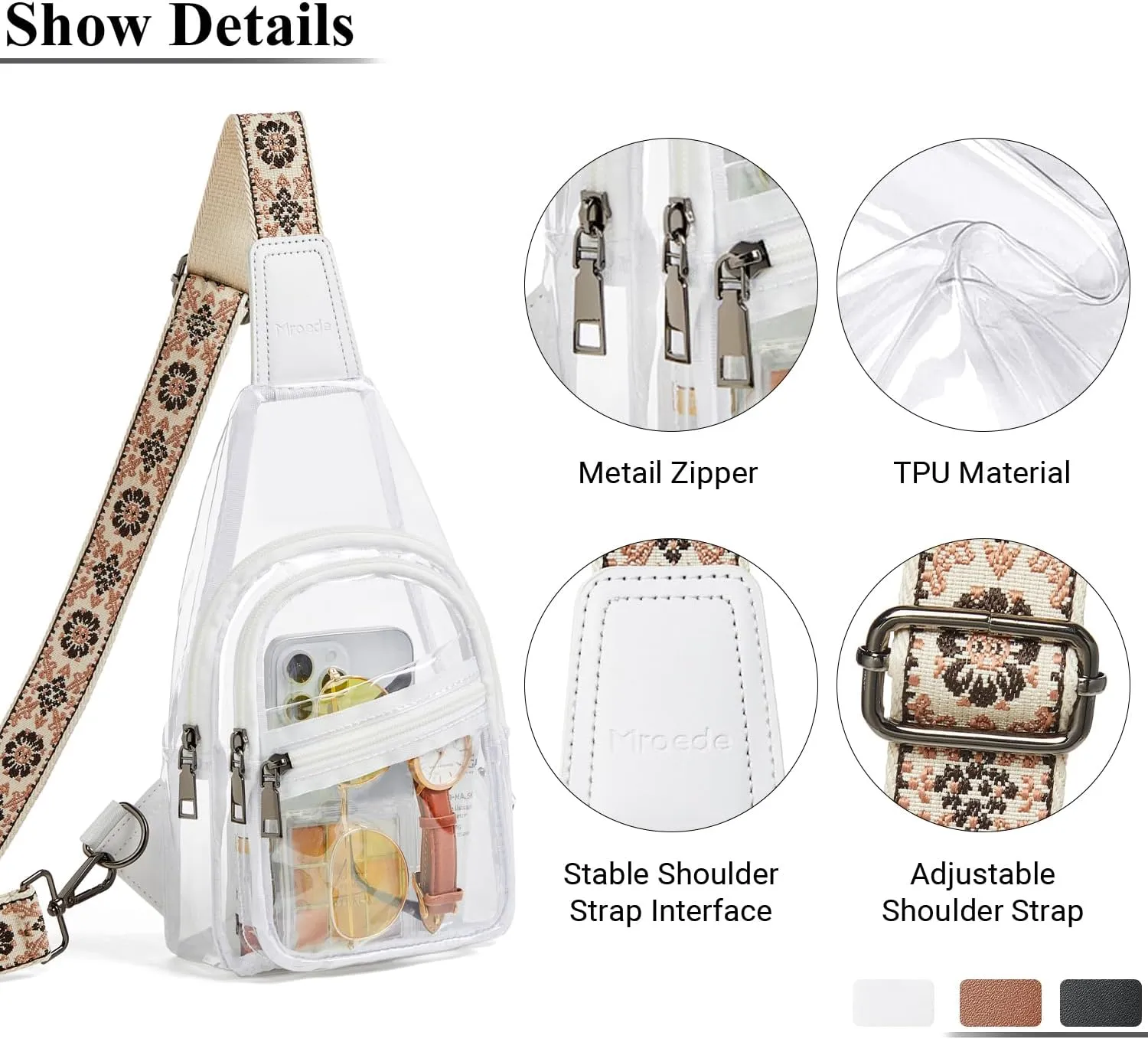 Clear Bag for Stadium Events Approved Clear Purses for Women Crossbody Transparent Bag Stadium Bags for Concert Sport