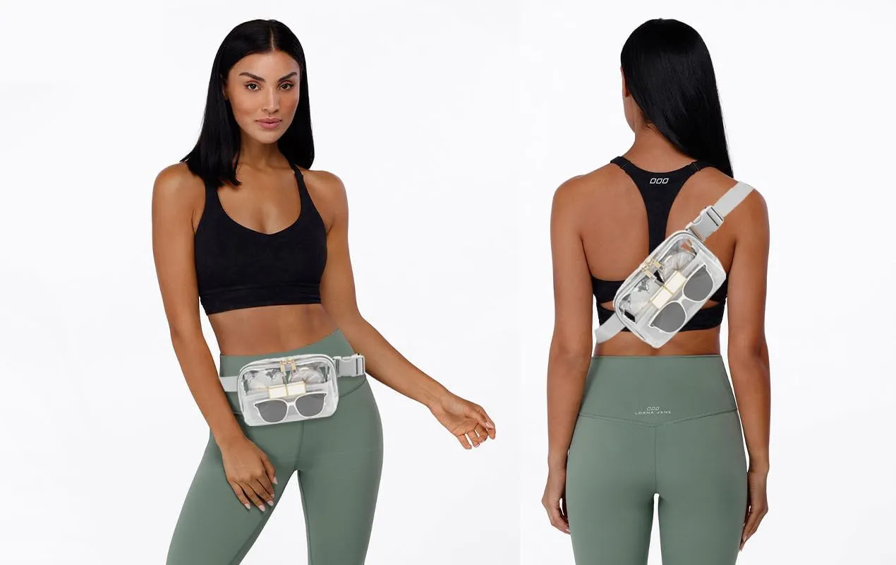 Clear Belt Bag Stadium Approved for Women Men - Fanny Pack With Adjustable Strap, Crossbody Waist Bag for Concerts, Sports, Travelling, Hiking, Running (Grey)