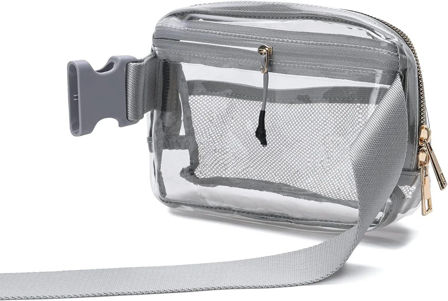 Clear Belt Bag Stadium Approved for Women Men - Fanny Pack With Adjustable Strap, Crossbody Waist Bag for Concerts, Sports, Travelling, Hiking, Running (Grey)