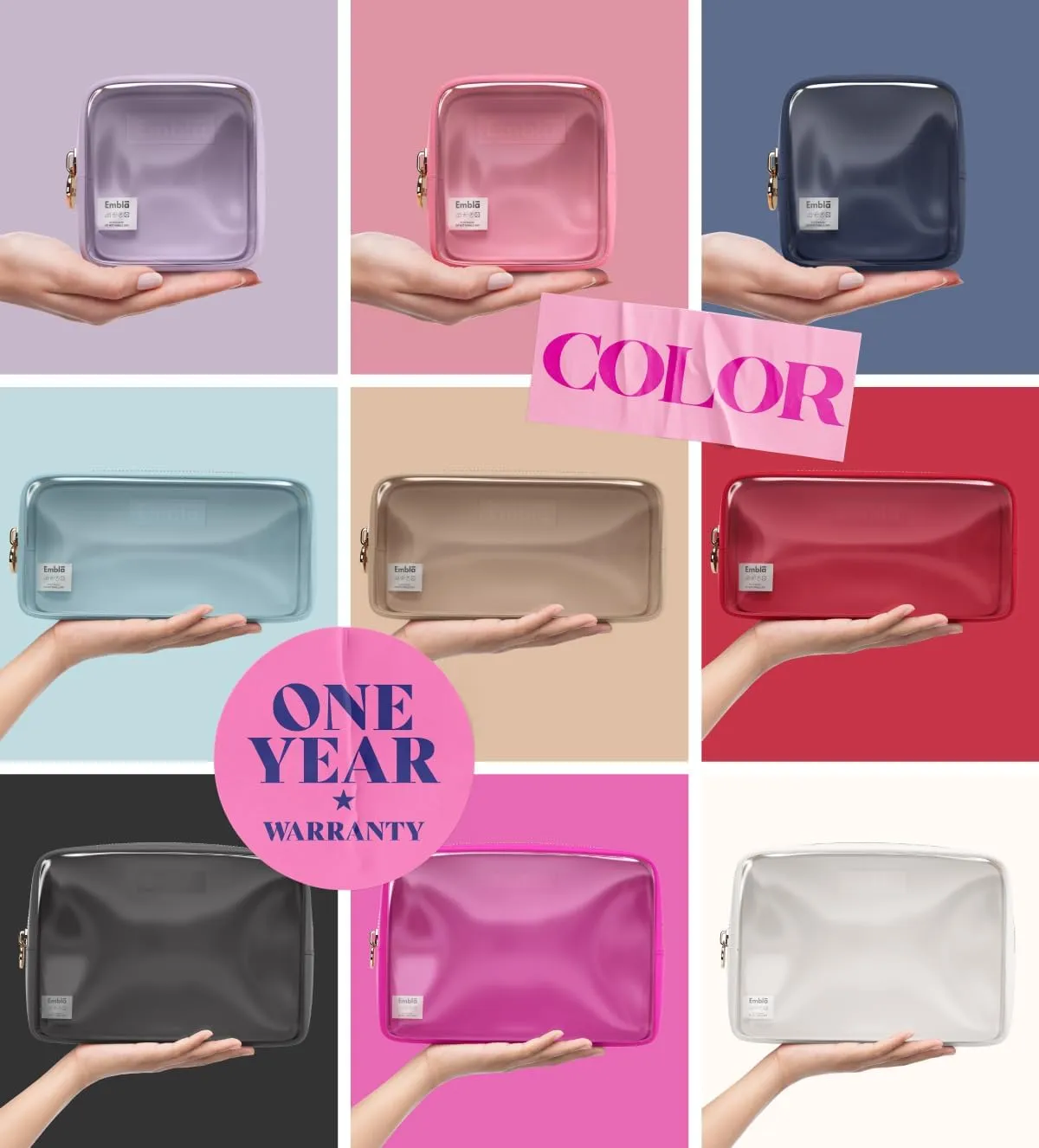 Clear Cosmetic Bags Set of 3, Mini Small Large Makeup Bags For Women Clear Pouch Cosmetics Cases Zipper Cute Pouches Make Up Travel Toiletry Essentials Preppy Purse Organizer Makeup Cases, Black