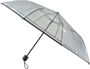 Clear Folding Umbrella | Compact Travel Size, Manual Open with Strong Frame | 41" Canopy, 9.5" Folded | See-Through Rain Umbrella for Adults and Teens