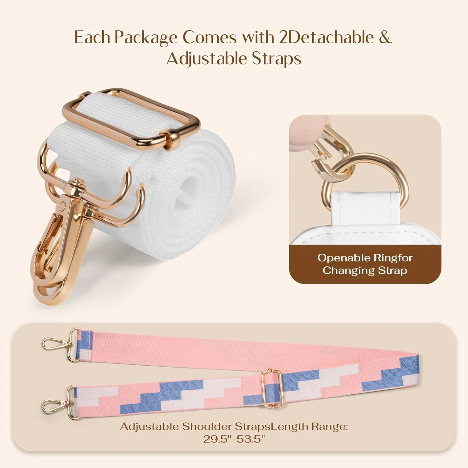 Clear Sling Bag for Stadium Events with 2 Long Straps - Multi-Pockets Crossbody Bags with Removable Strap - Concerts & Sports