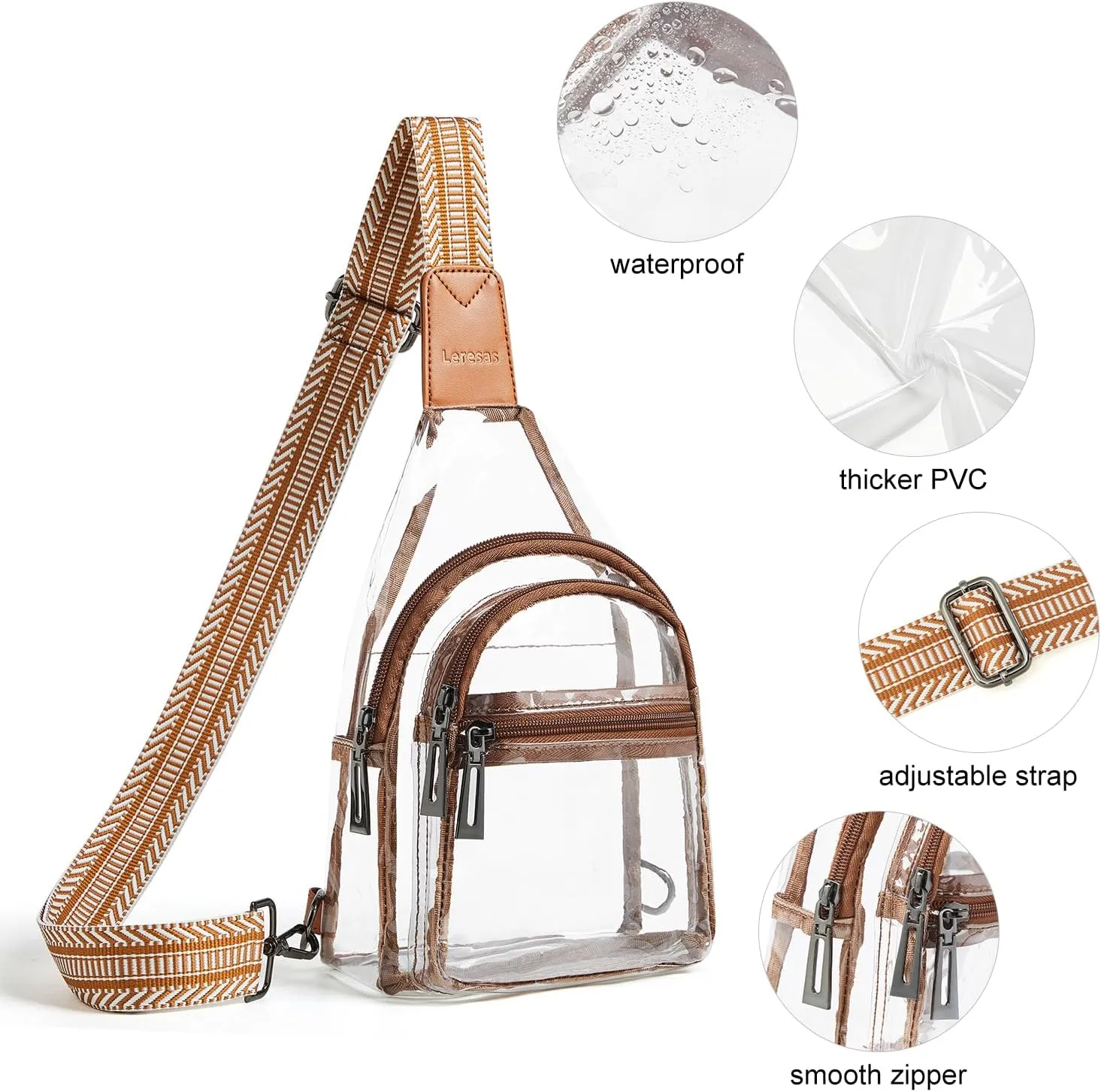 Clear Sling Bag - Stadium Approved Purse Backpack Crossbody Fanny Pack for Women & Men - Concert Events