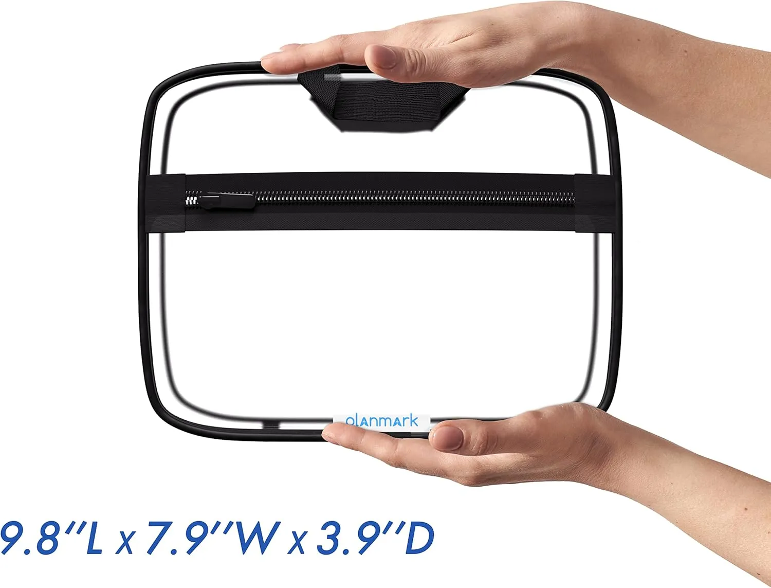 Clear Toiletry Bag - PVC Makeup Bag - Large Transparent Cosmetic Travel Case - See Through Packing Cube with Handle - Clear Bag with Zipper - Plastic Storage Pouch Navy
