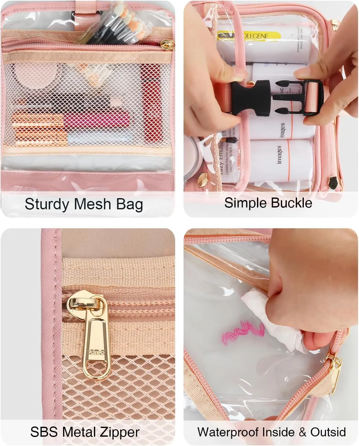 Clear Travel Bag with Tsa Approved Toiletry Bag Hanging Toiletry Bag