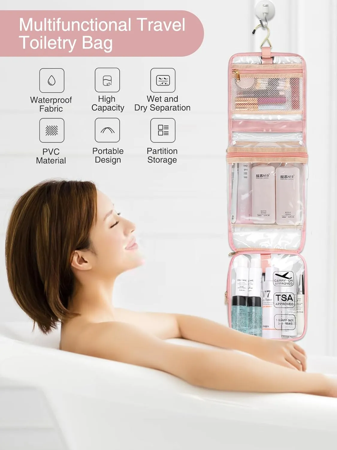 Clear Travel Bag with Tsa Approved Toiletry Bag Hanging Toiletry Bag